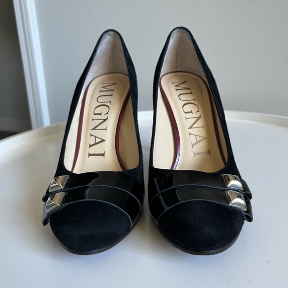 MUGNAI Black Suede Red Sole Heels Italy EU 39/US 8 - Picture 5 of 16